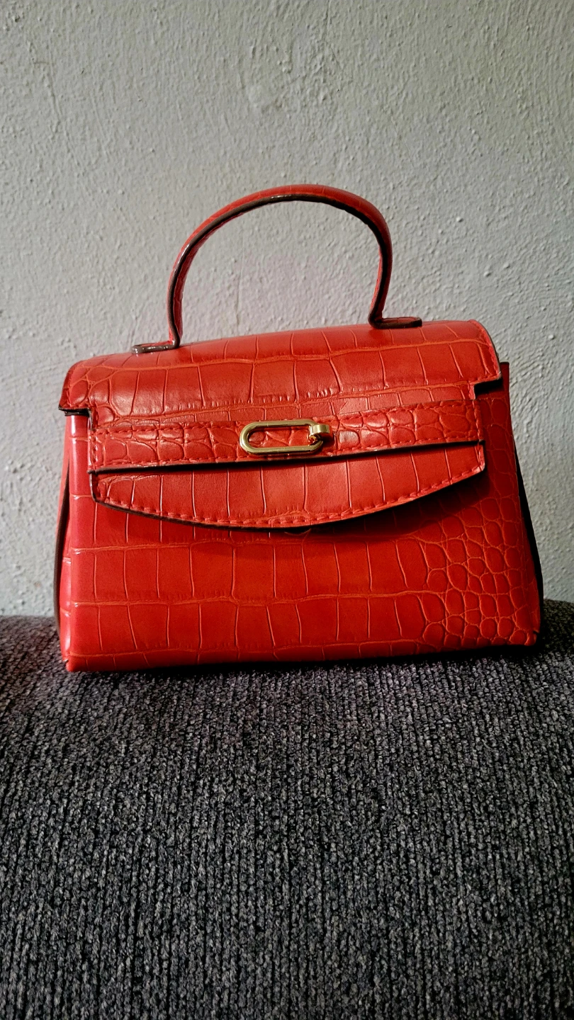 Orange Croc Embossed Handbag - photo 5