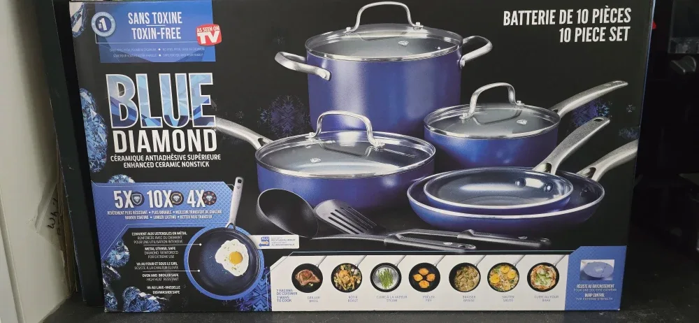 Blue Diamond 10-Piece Cookware Set - Like New!
