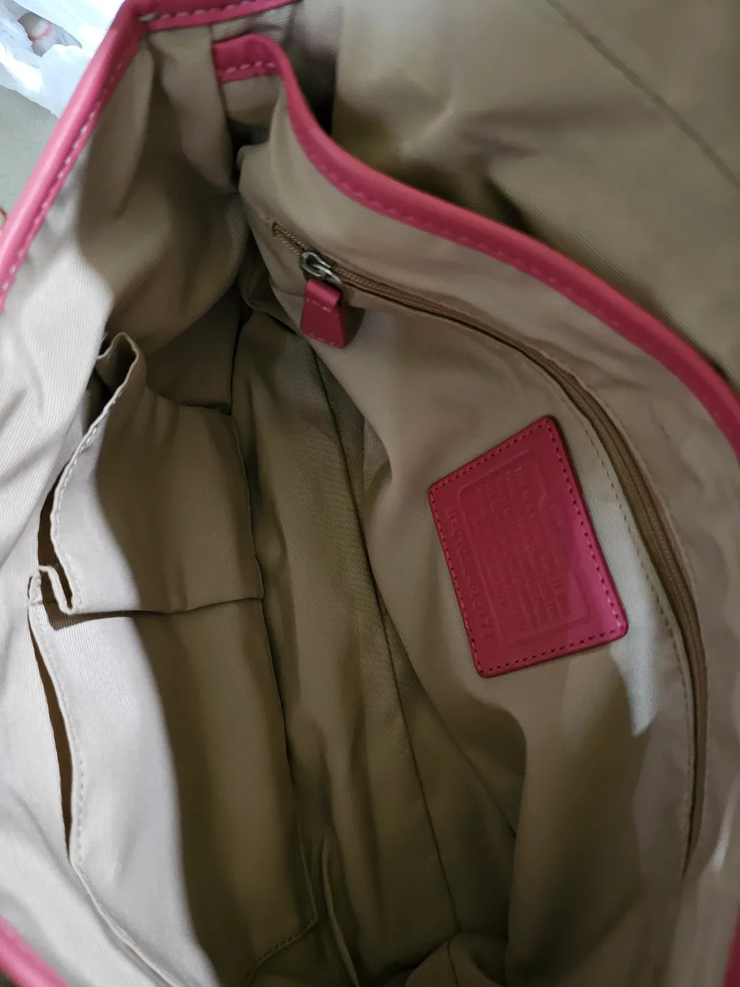 Coach Signature Canvas Baguette with Pink Leather Trim image indicator(5)