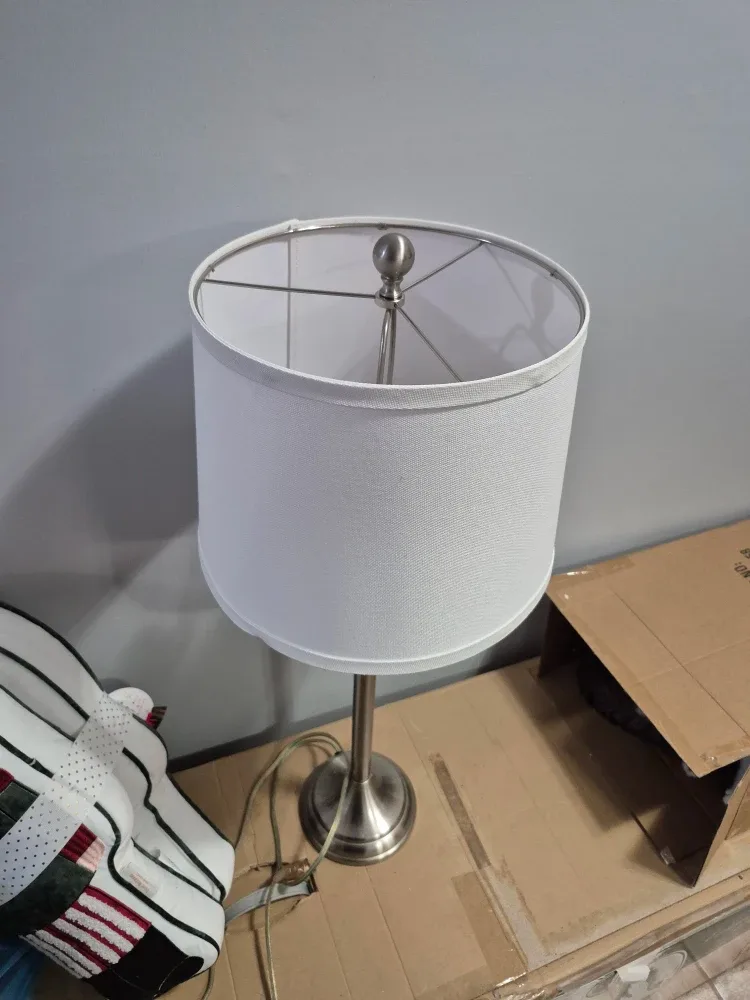 Silver Table Lamp with White Shade image indicator(2)