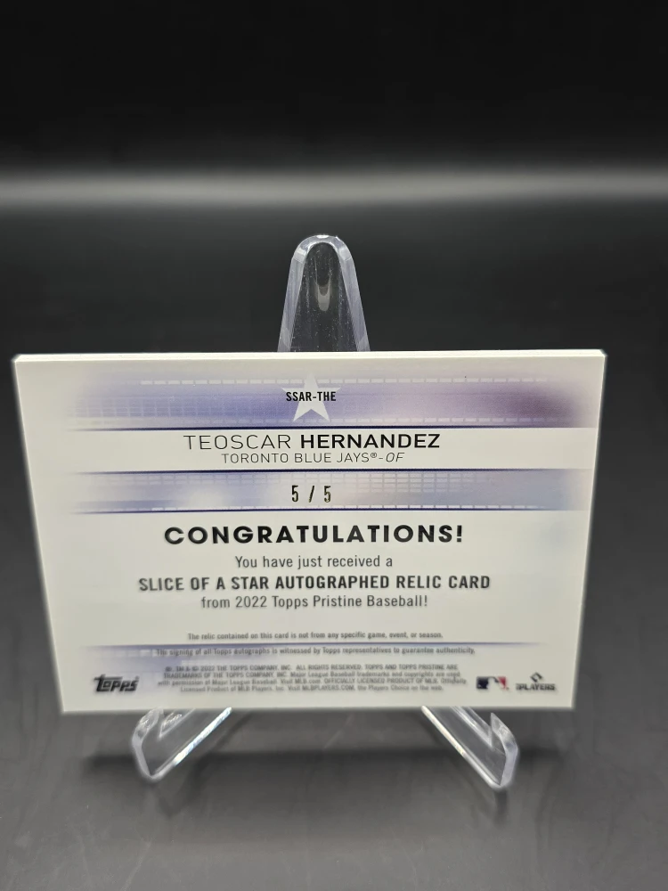 Teoscar Hernandez Topps Pristine Baseball Autograph Relic /5 - photo 2