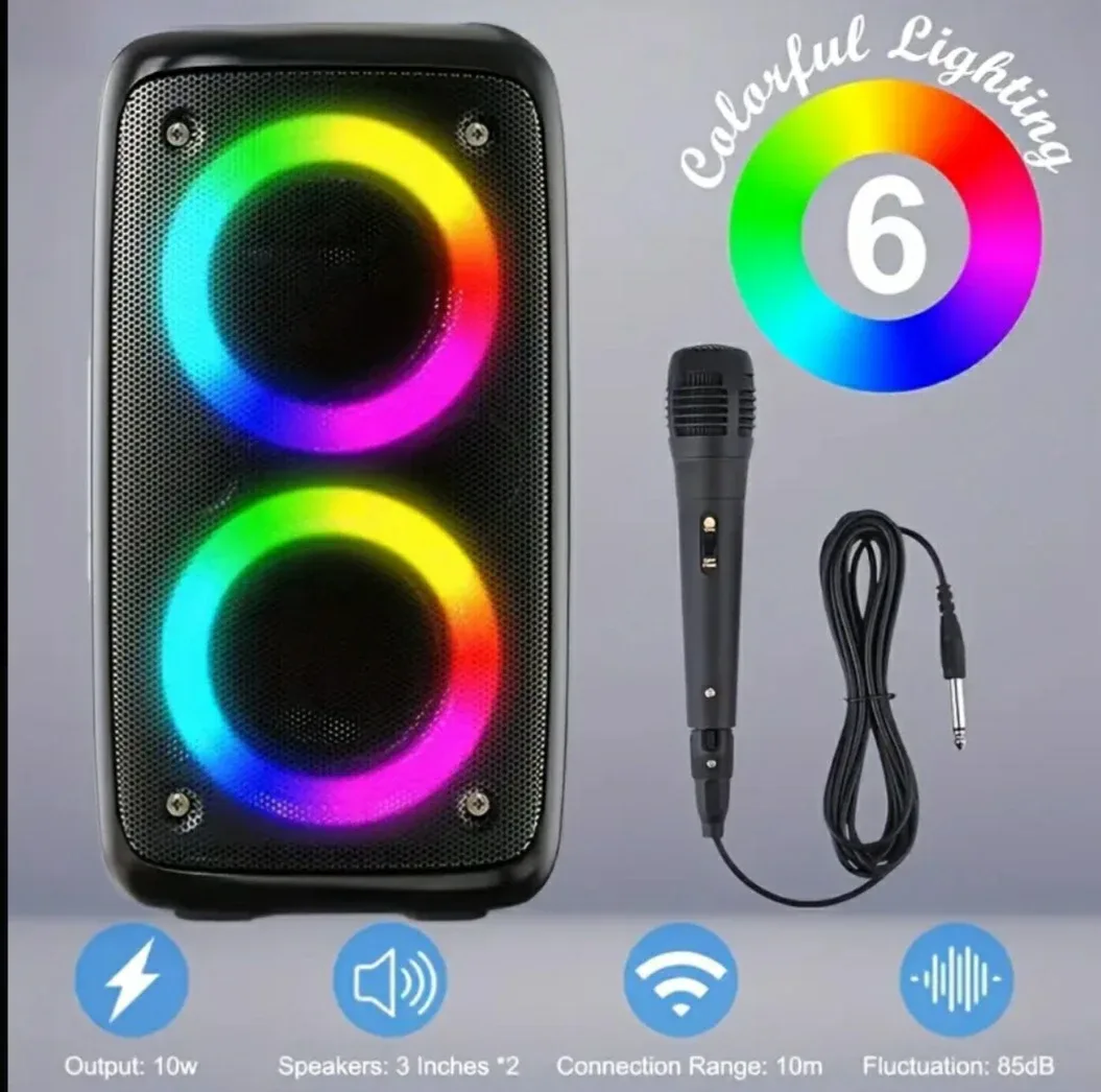 Wireless Karaoke Speaker with Colorful Lights image indicator(3)