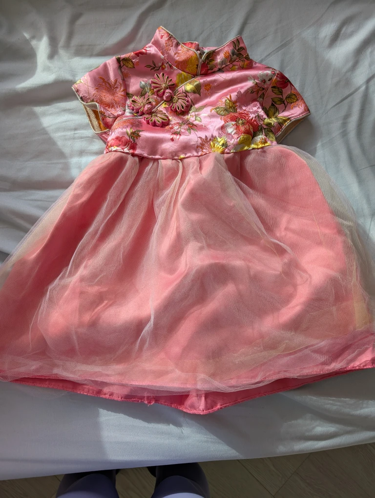 Pink Floral Cheongsam Dress