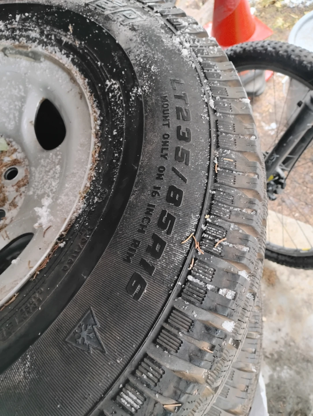 Set of 4 LT235/85R16 Cooper Studded Winter Tires on rims - photo 2