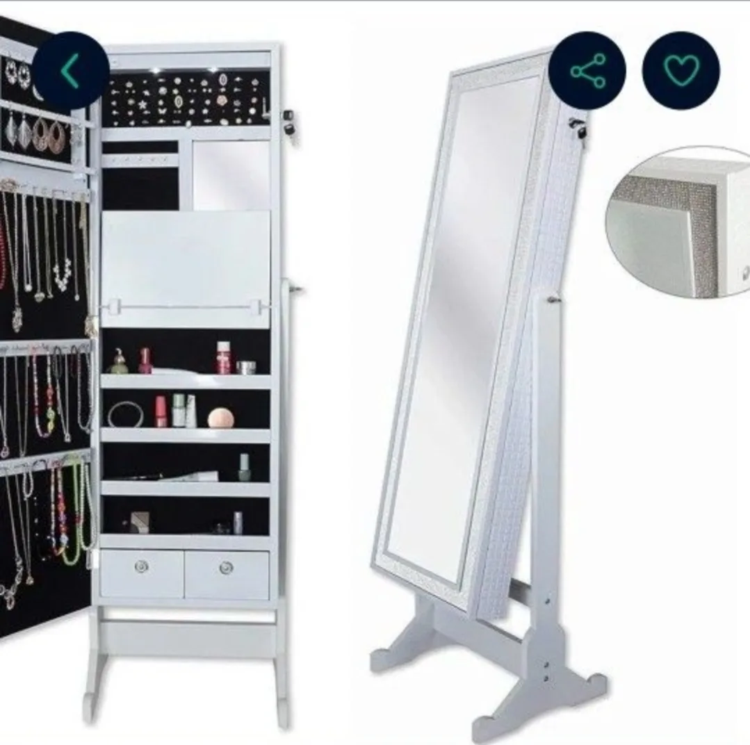 White Jewelry Armoire with Mirror