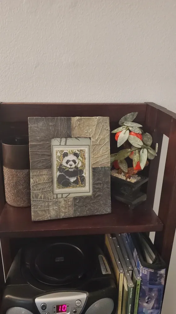 Stone Framed Panda Cross Stitch