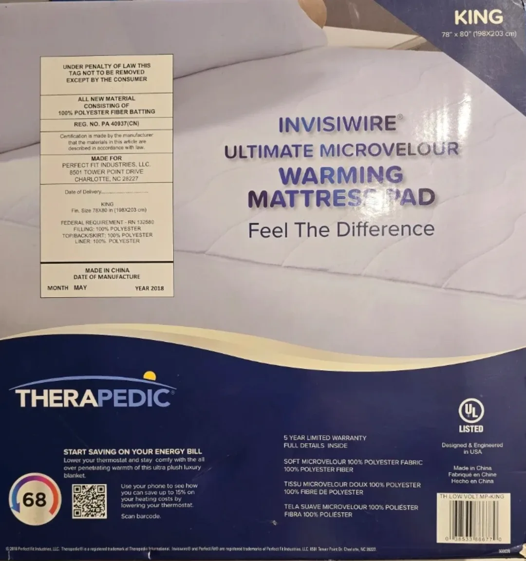 Therapedic Invisiwire KING SIZE heated Mattress Pad image indicator(3)