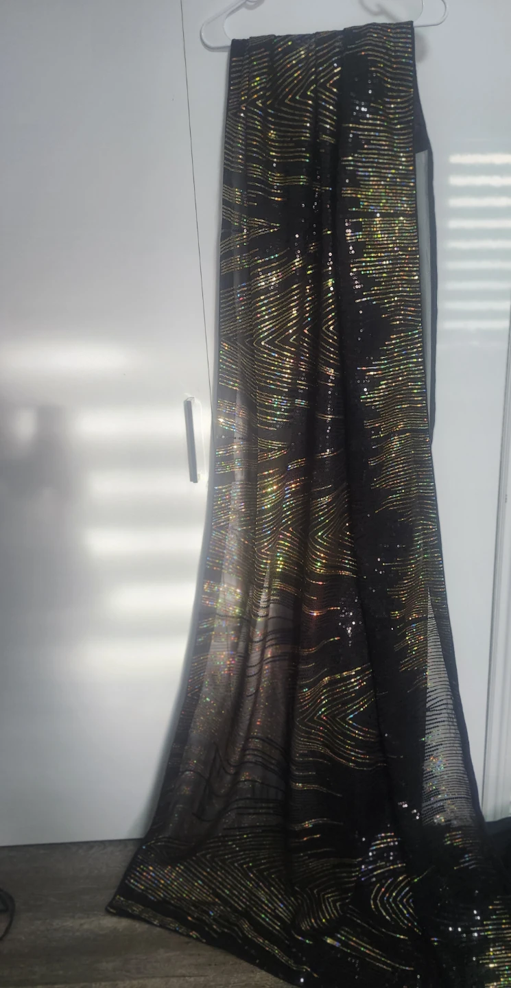 Black & Gold Sequin georgette saree/ for pickup