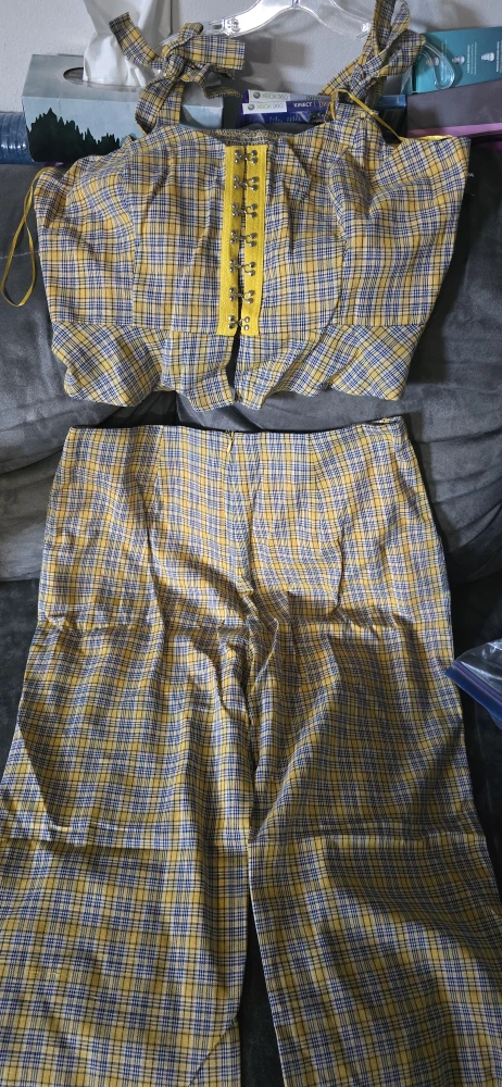 Yellow Plaid Two-Piece Set