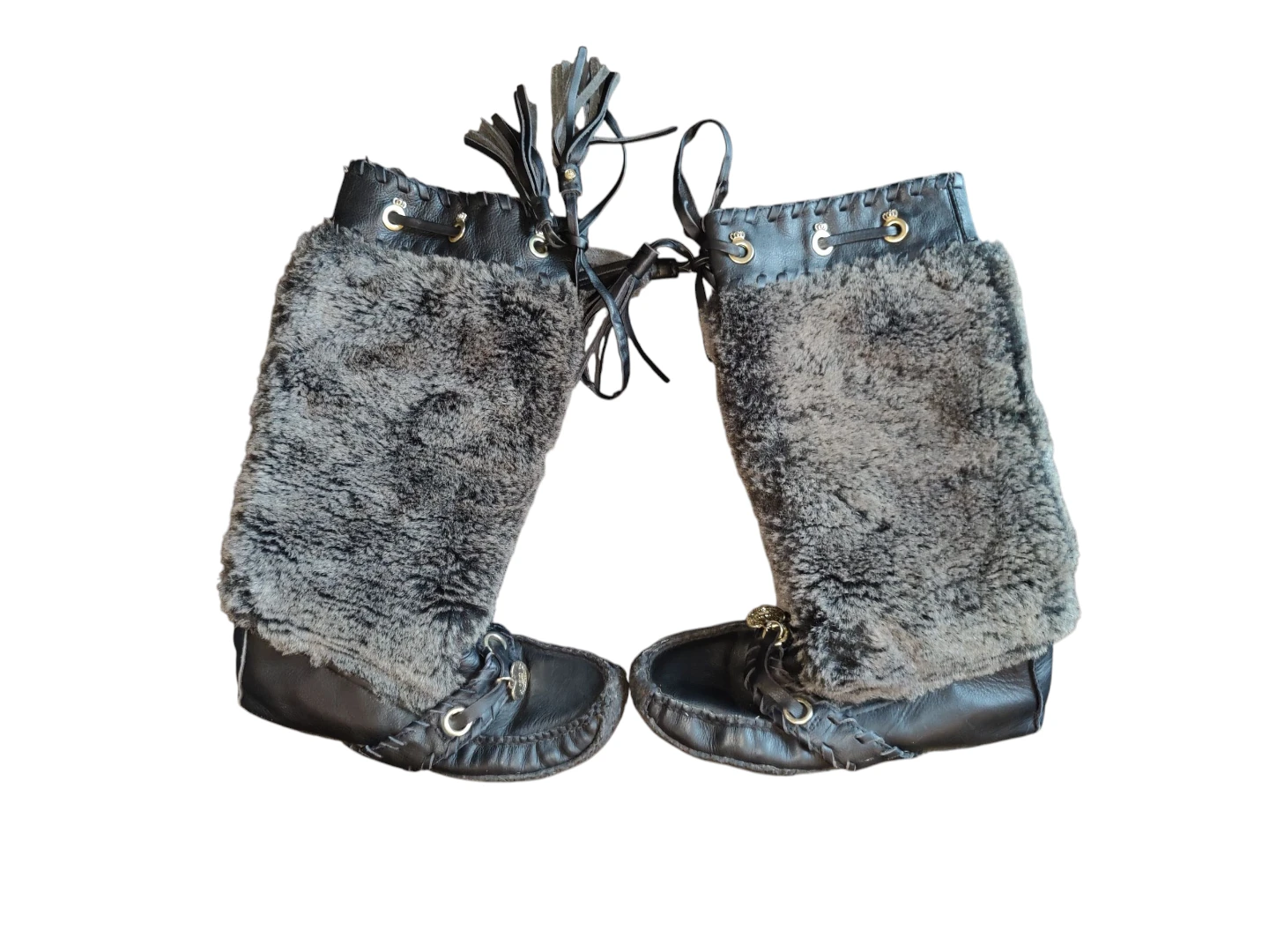 Women's Juicy Couture Moccasin Leather & Faux Fur Boots Size 6