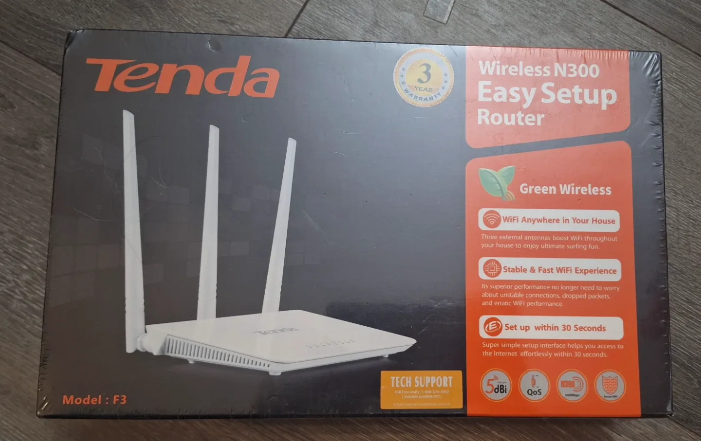 Tenda F3 300Mbps Wireless Router, with 3 Fixed Antenna, 3Lan, image indicator(8)