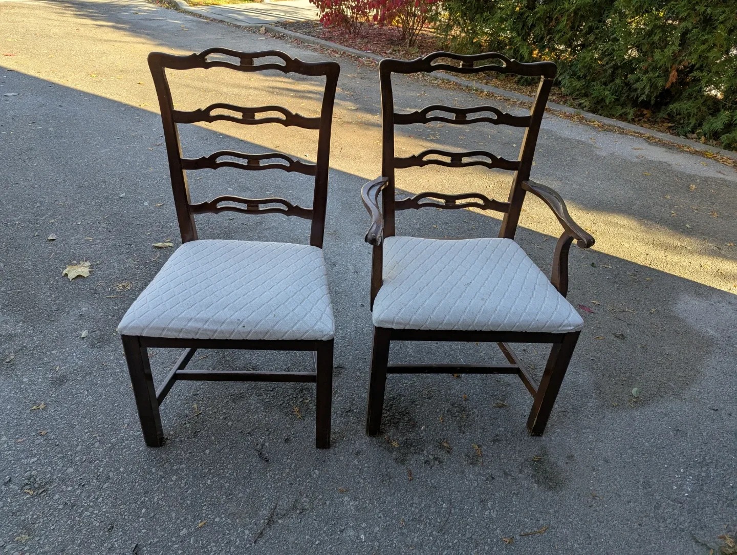 Set of 6 Antique Wooden Dining Chairs image indicator(2)