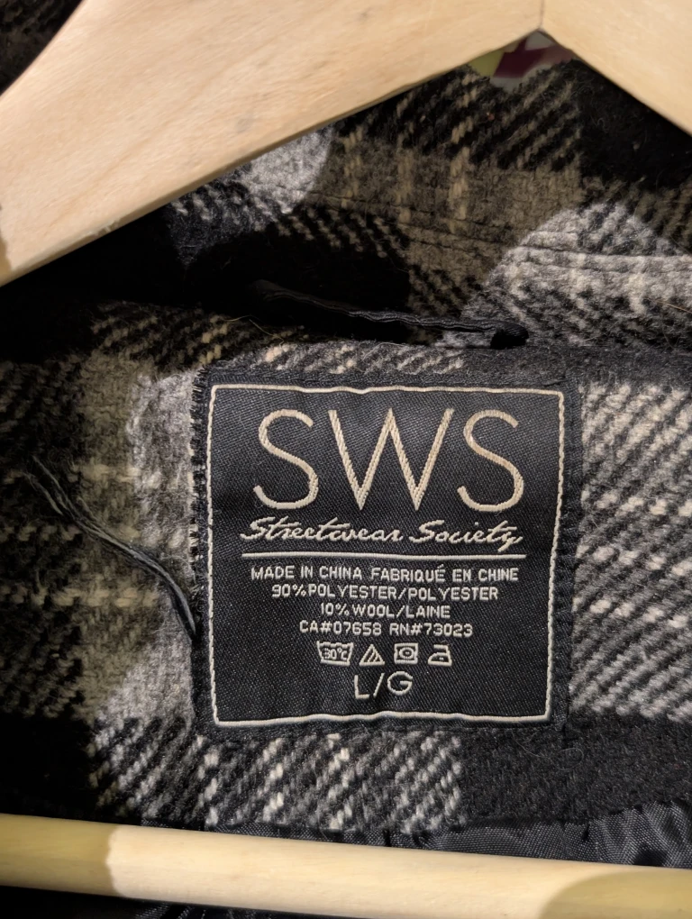 SWS Streetwear Society Plaid Coat - Size L/G - photo 3