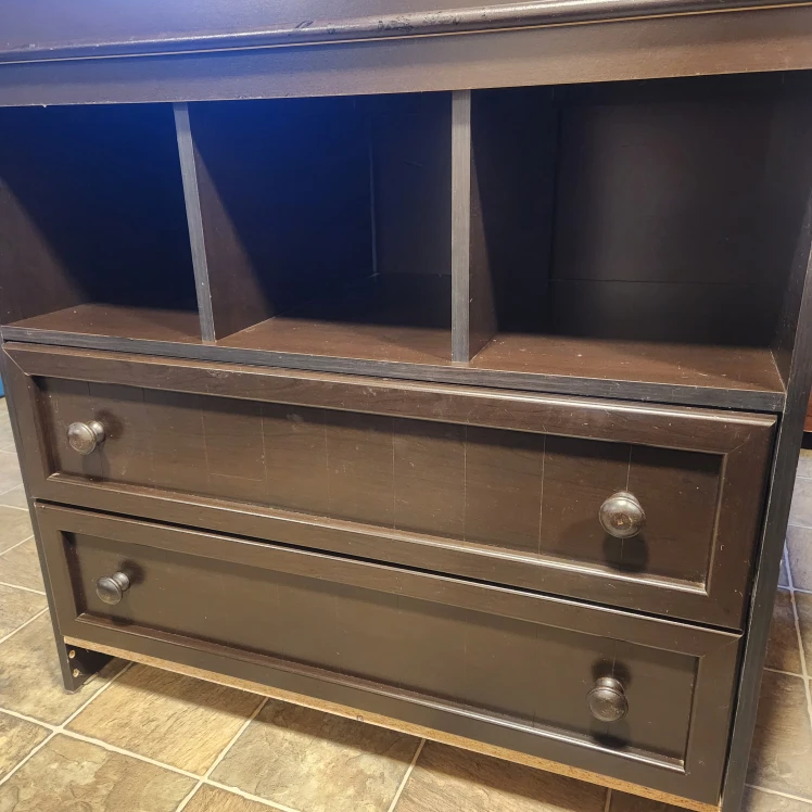 Dark Brown Changing Table with Drawers & Shelves - photo 2
