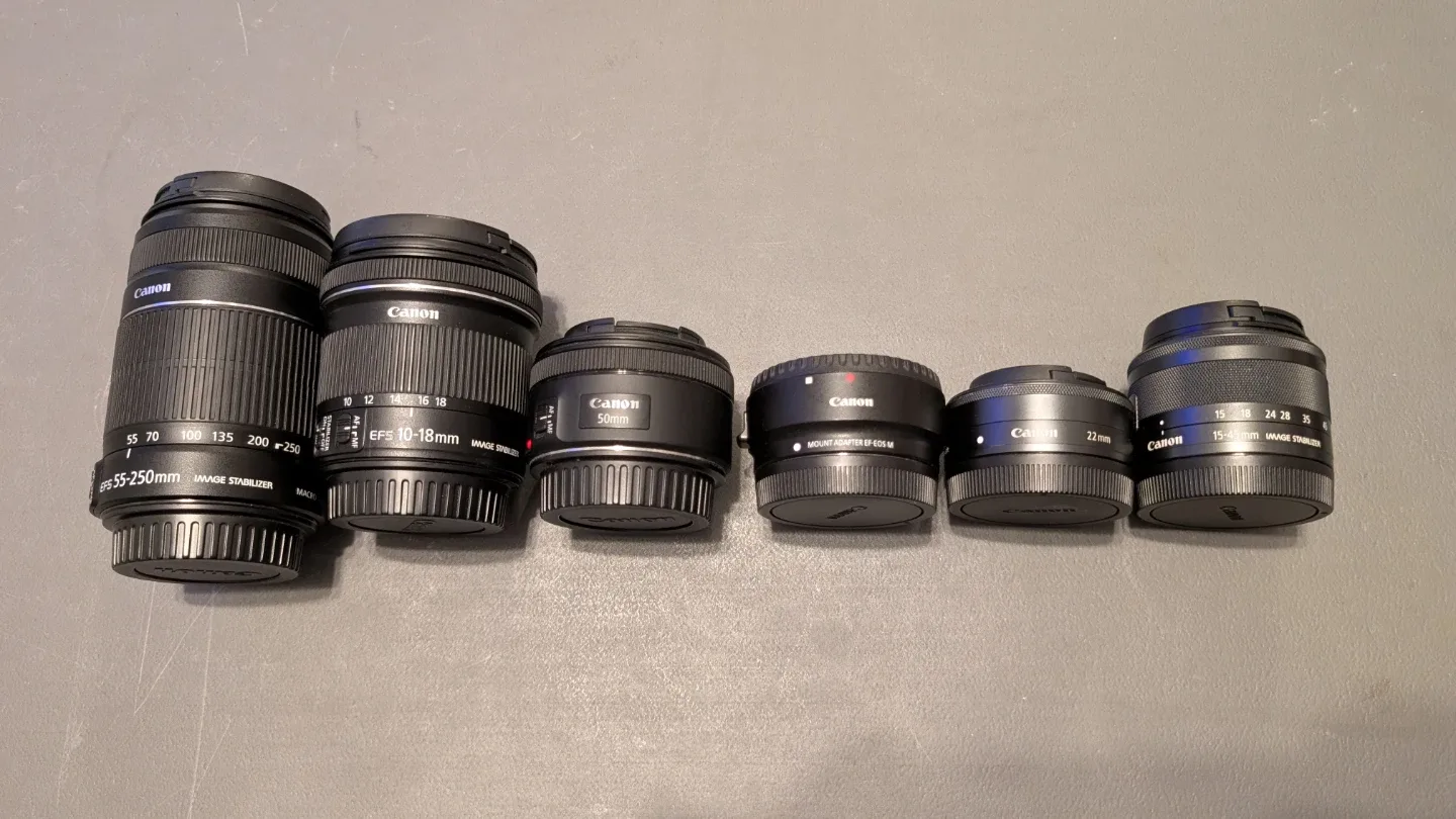Canon EOS M50 with 5 different lenses included image indicator(3)
