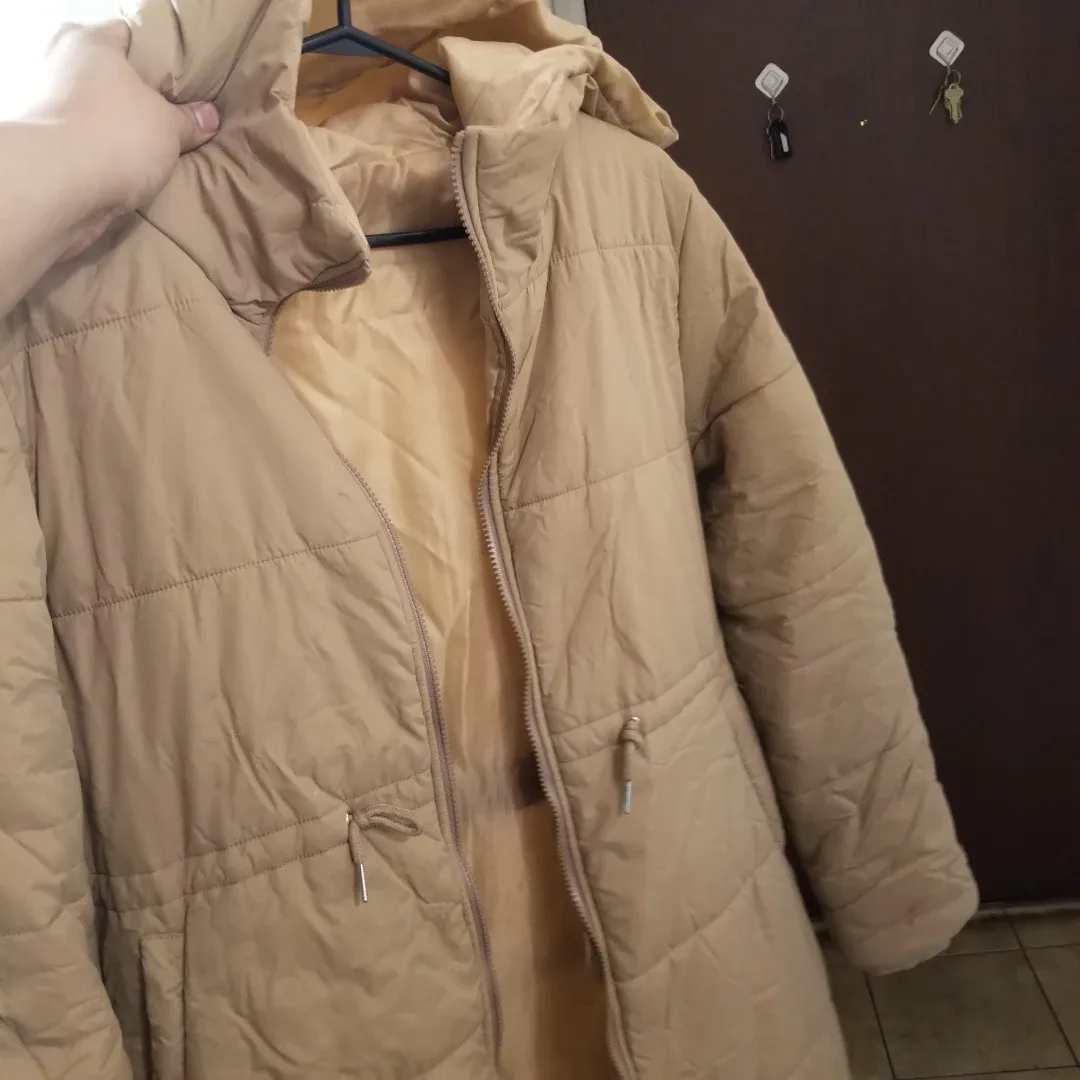 Beige Puffer overcoat Jacket