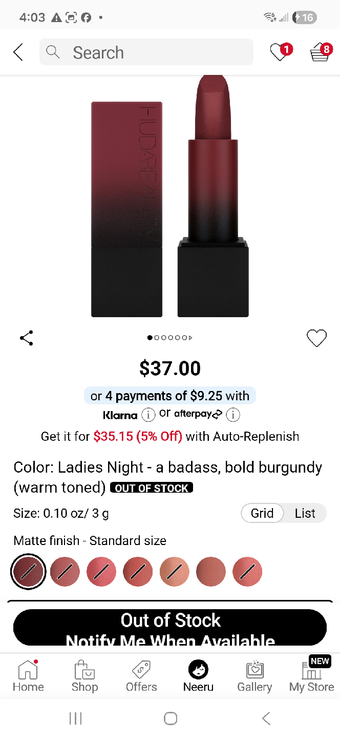Huda Beauty Ladies Night Lipstick