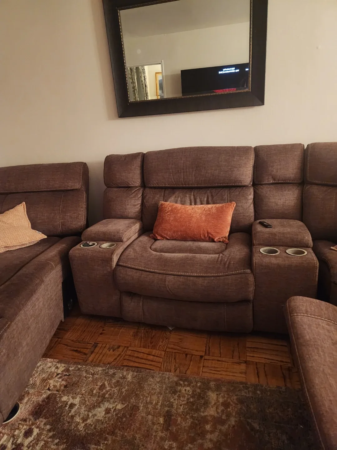 Brown Reclining Sectional Sofa with Chaise Lounge image indicator(2)