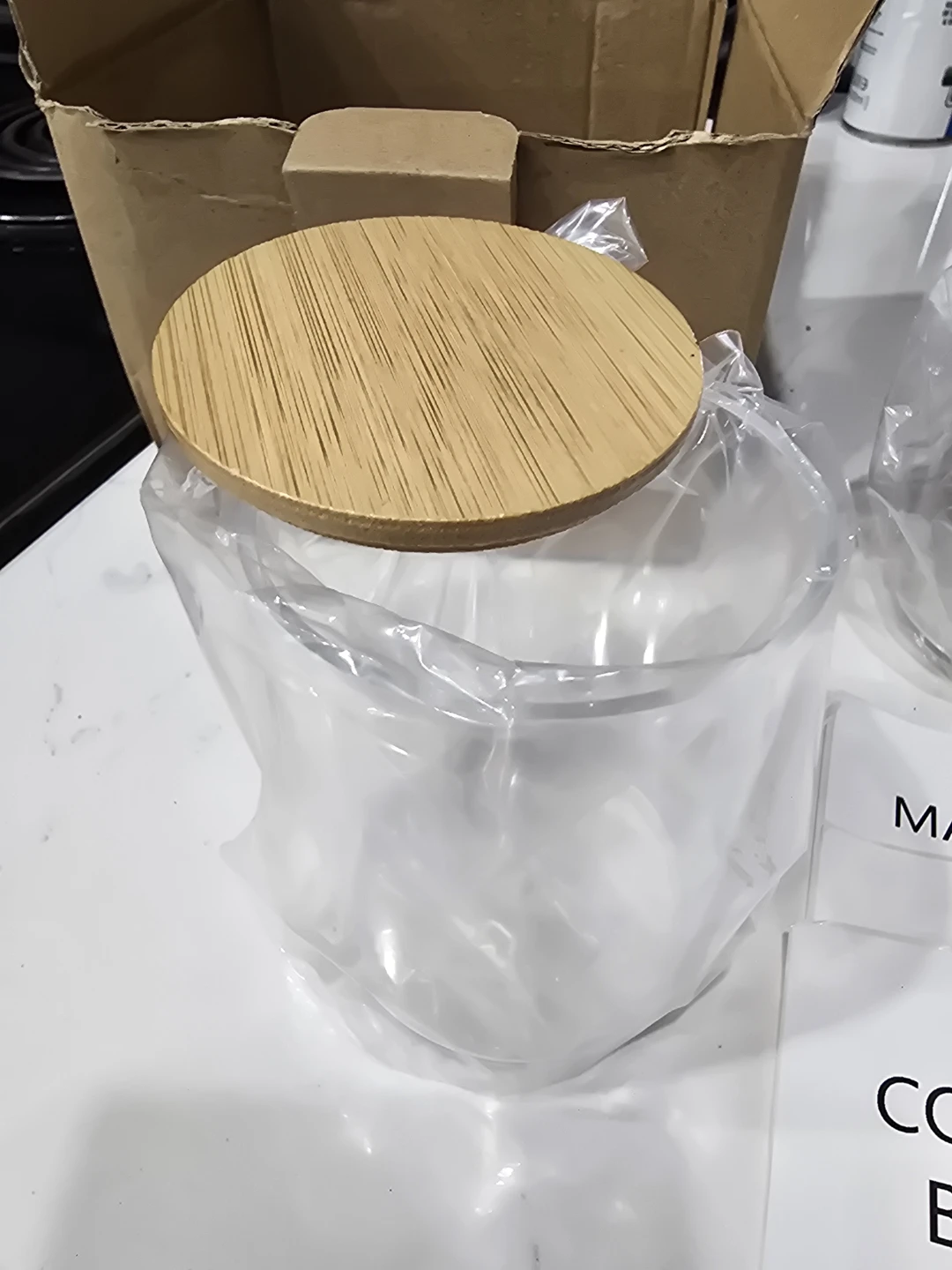 Bathroom Canisters with Bamboo Lids + Labels - photo 2