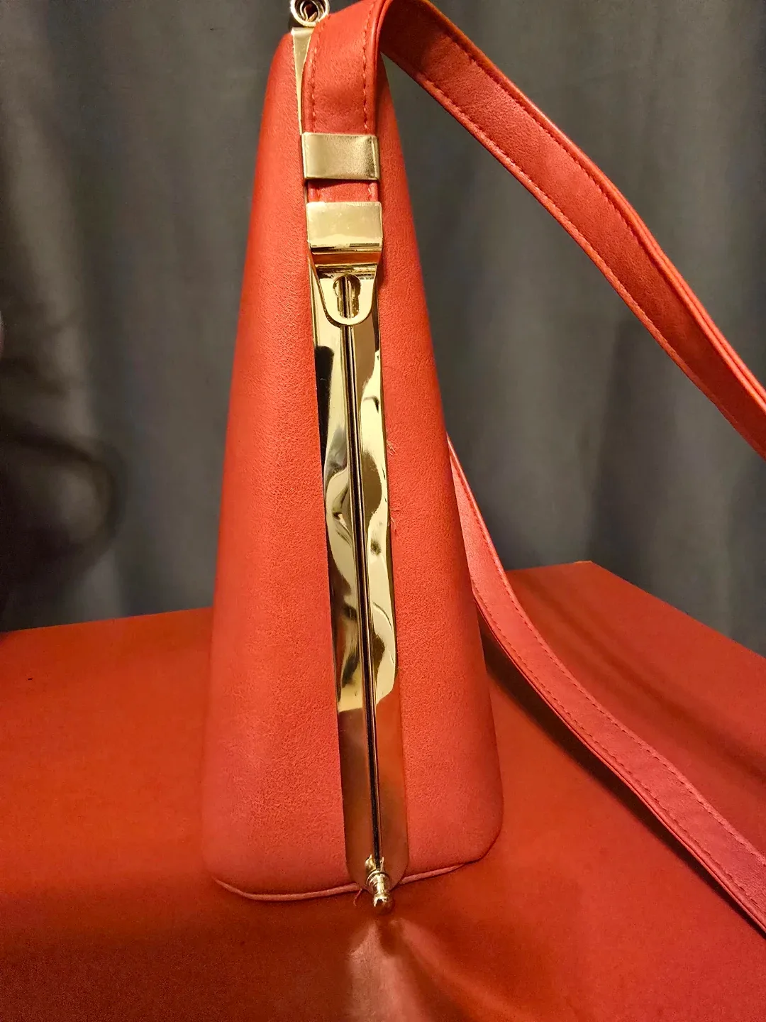 Red Handbag with Gold Hardware image indicator(4)