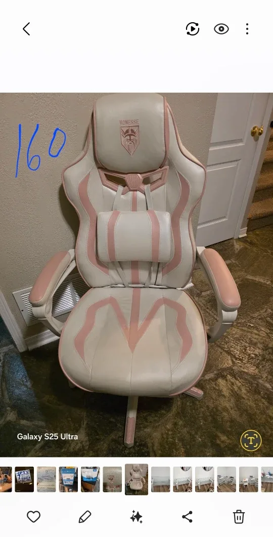 Voness Gaming Chair - White & Pink