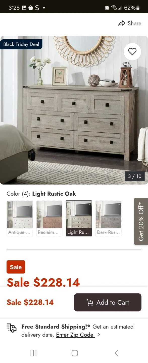 Light Rustic Oak Dresser - Like New!