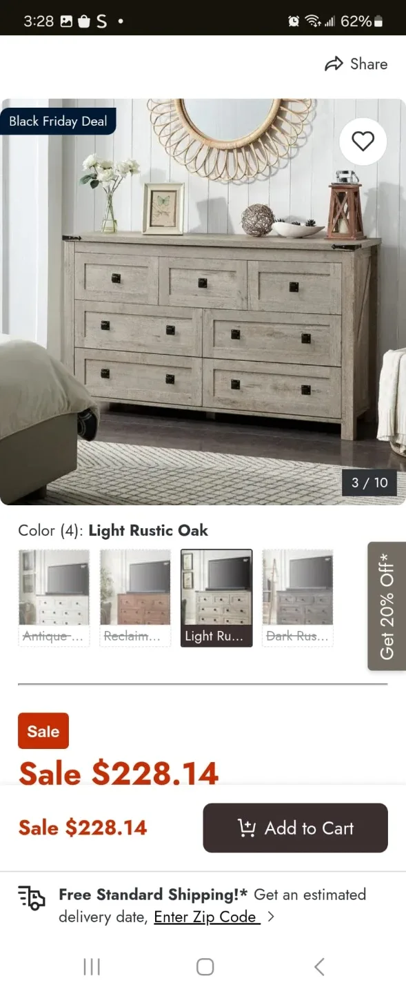 Light Rustic Oak Dresser - Like New!