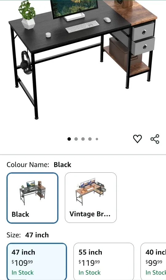 HOMIDEC 47" Black Computer/Office Desk image indicator(3)