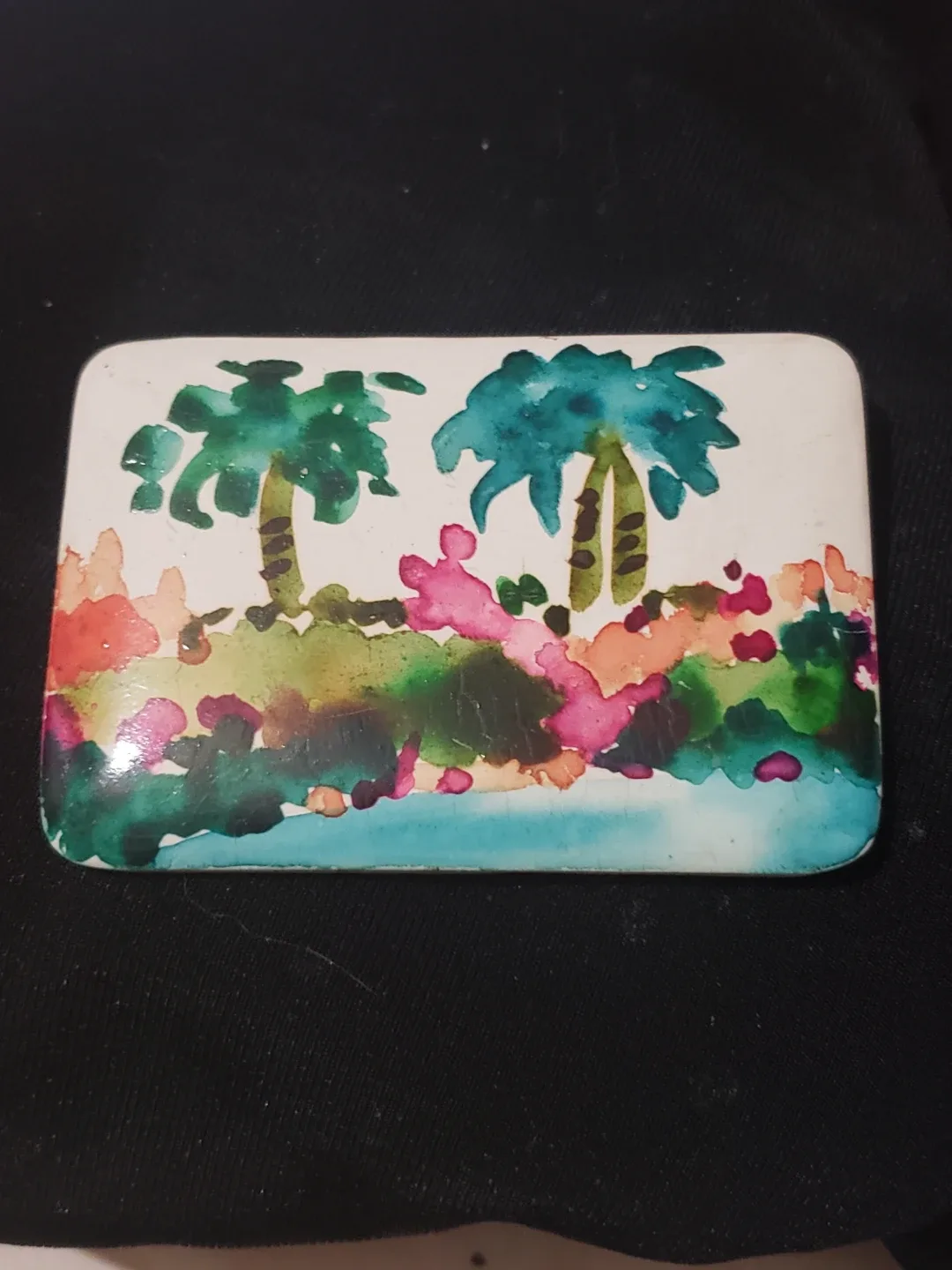 Hand painted decorative pin. Wooden