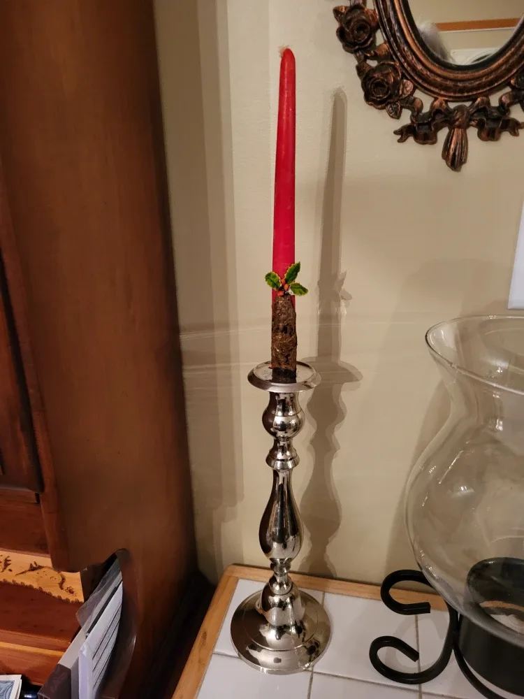Silver Candle Holder with Red Candle