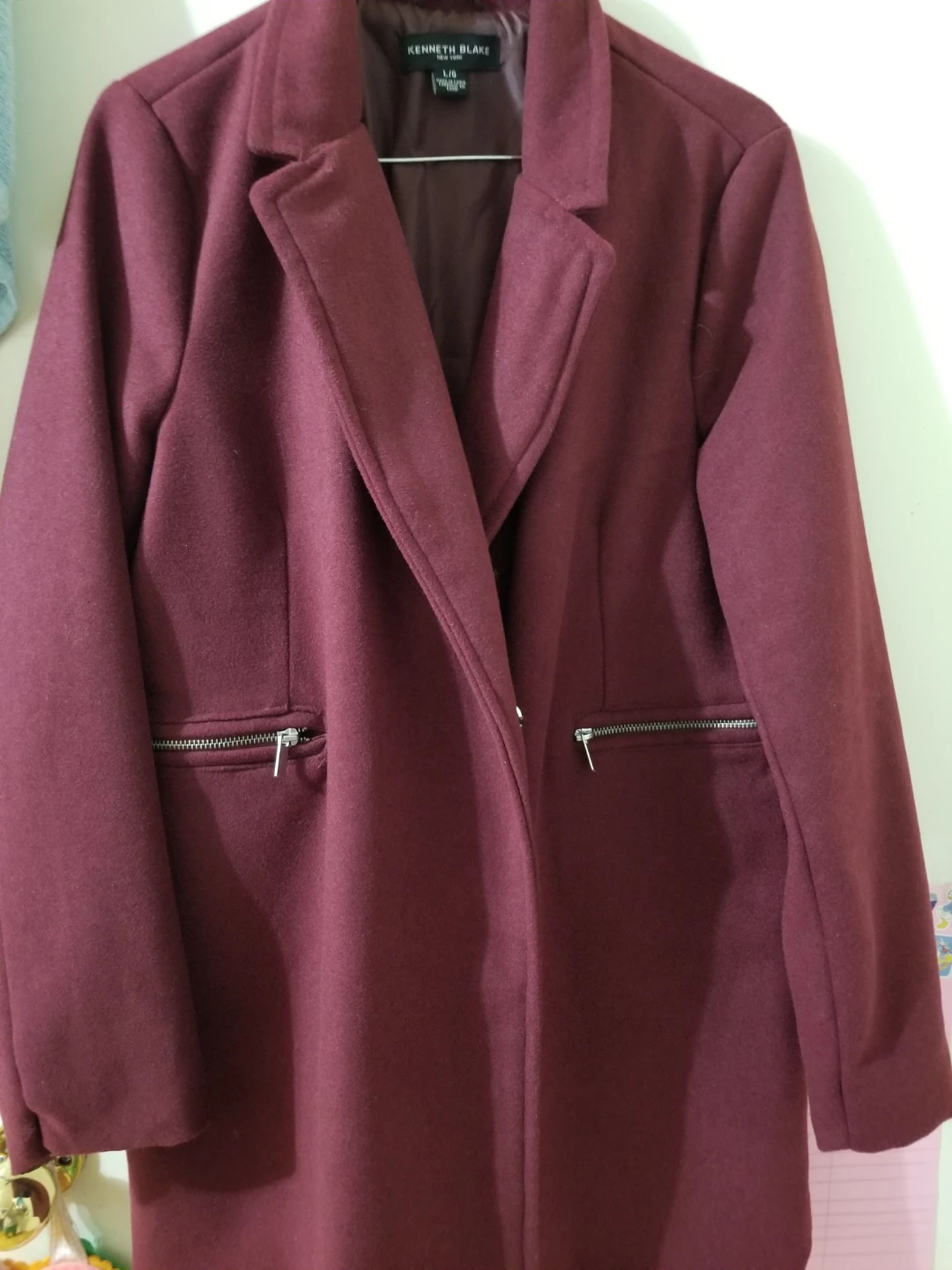 Kenneth Blake Burgundy Coat - Size L/G