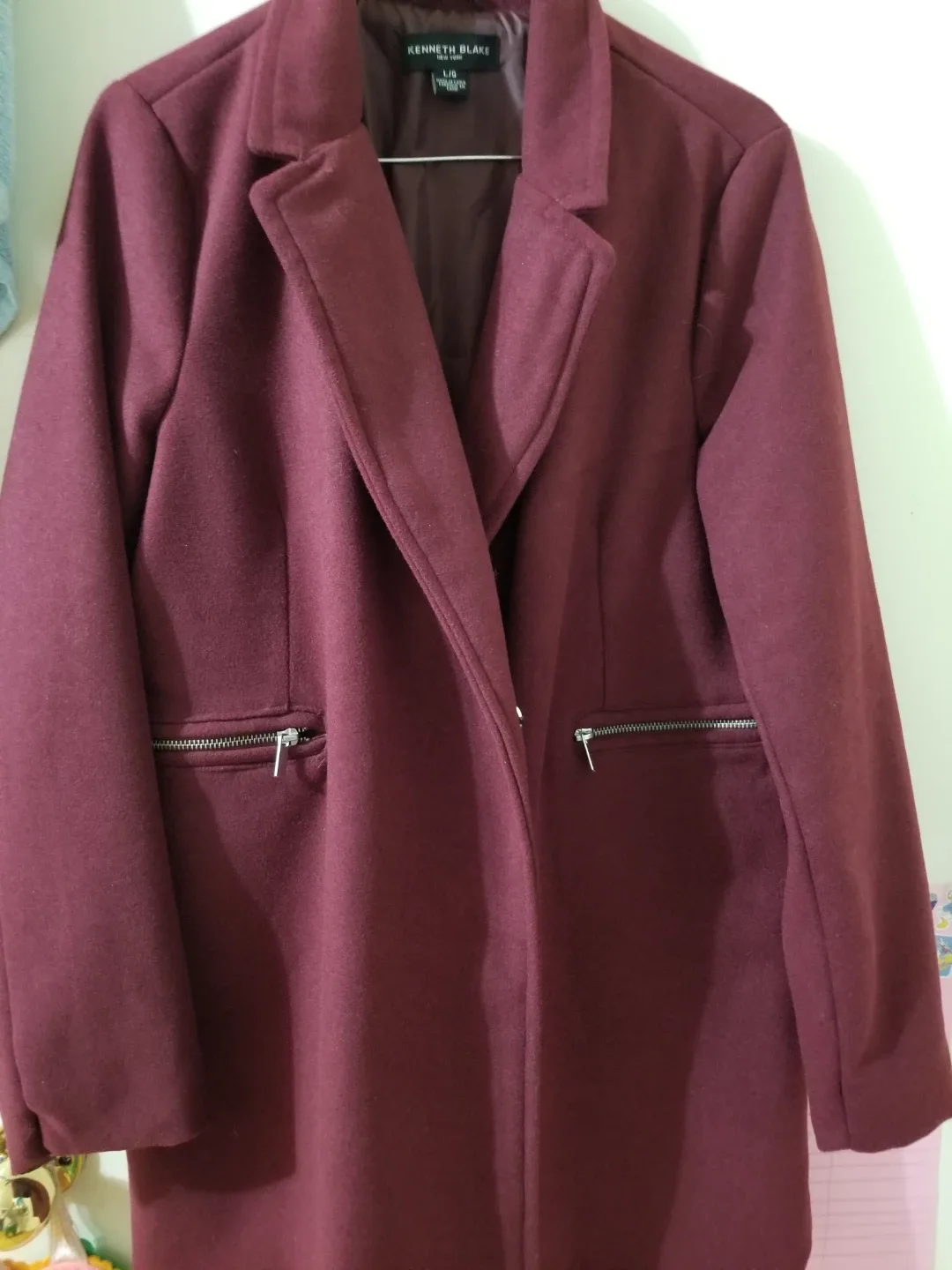 Kenneth Blake Burgundy Coat - Size L/G