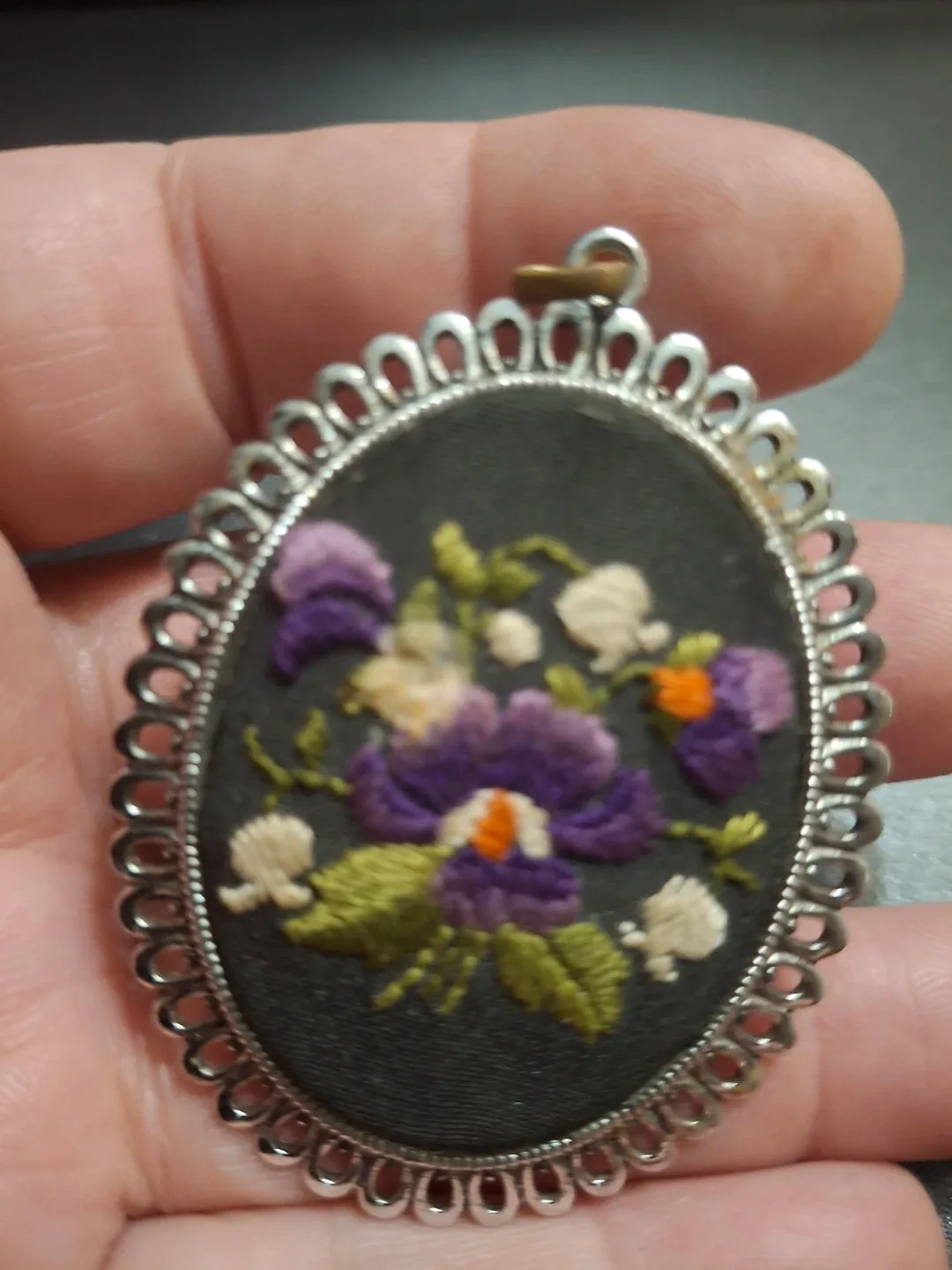 Handmade Embroidered Floral Pendant image indicator(2)