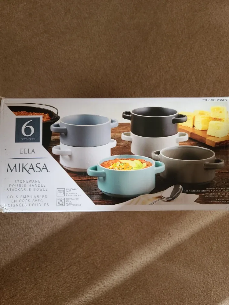 Mikasa Ella Stoneware Stackable Bowls, 6 Piece Set image indicator(2)