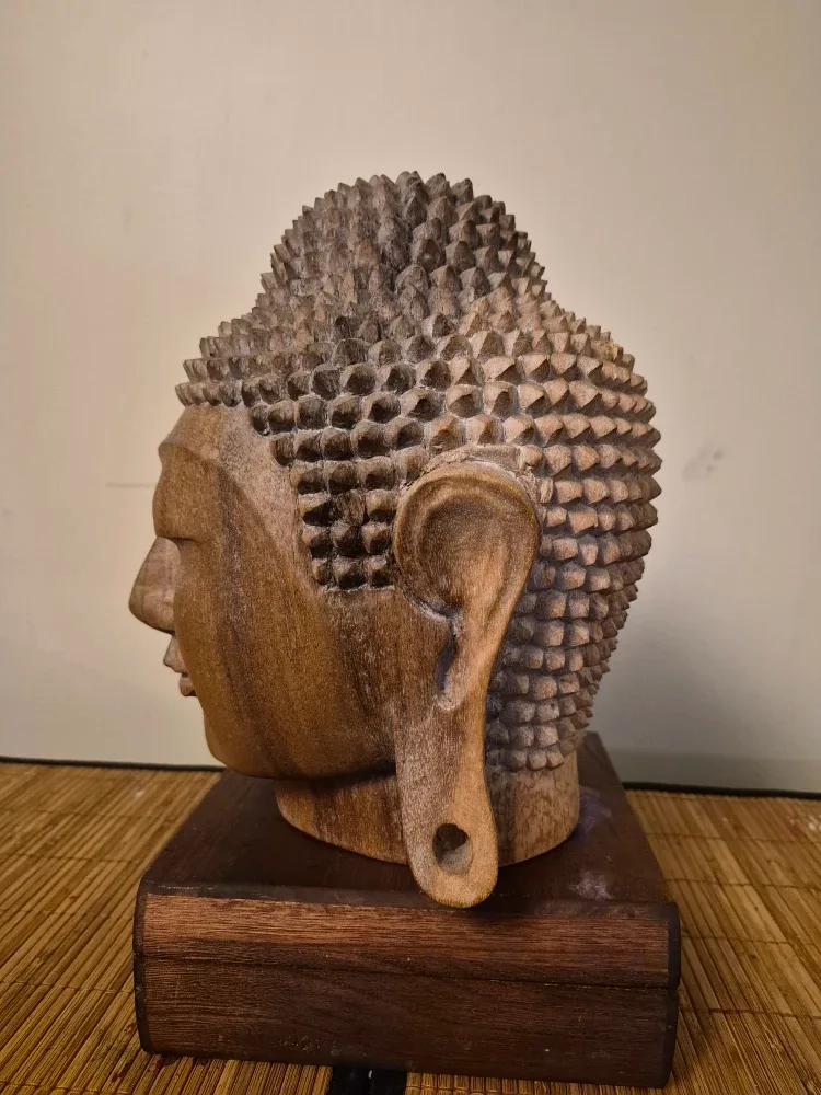 Wooden Buddha Head Sculpture image indicator(2)