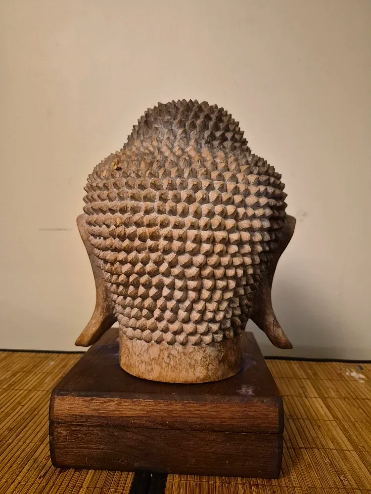 Wooden Buddha Head Sculpture image indicator(3)