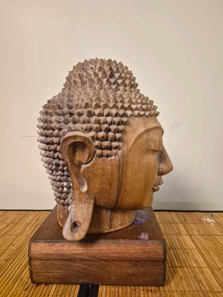 Wooden Buddha Head Sculpture image indicator(4)