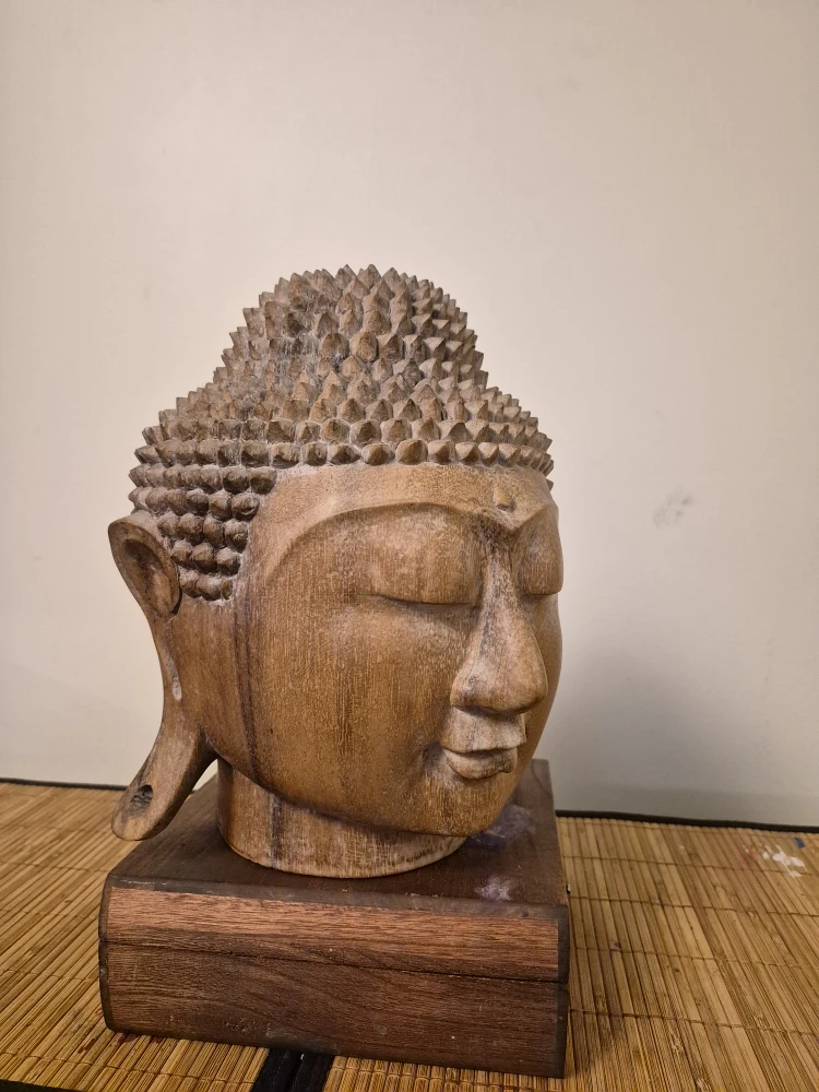 Wooden Buddha Head Sculpture - photo 5