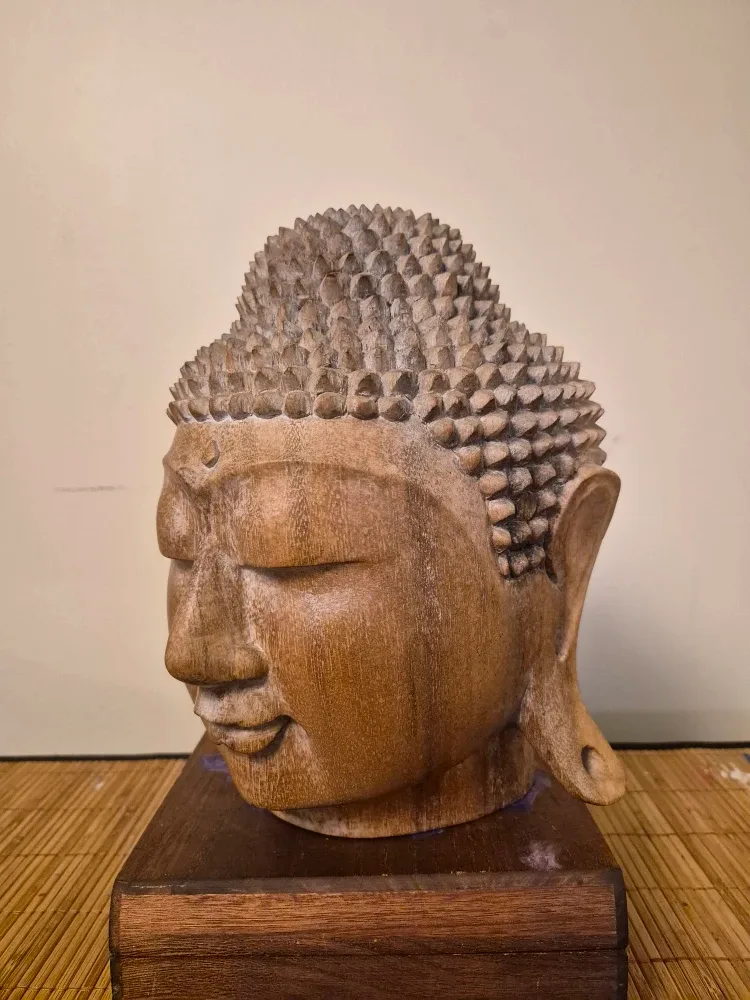 Wooden Buddha Head Sculpture image indicator(6)