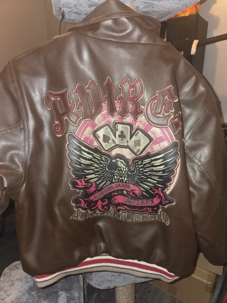 Boys Avirex Brown Leather Jacket - Size 8 image indicator(2)