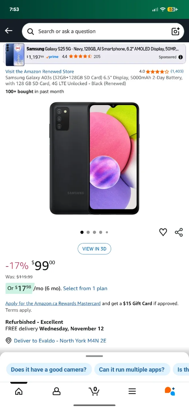 Samsung Galaxy A03s - Black thumbnail