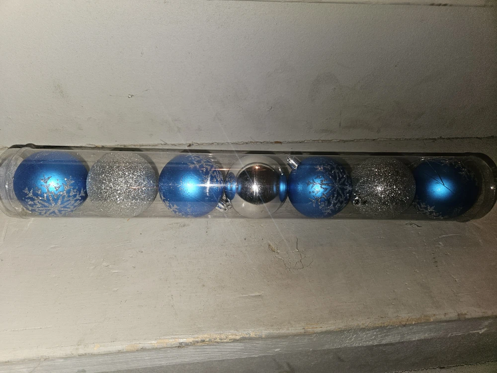 Blue & Silver Christmas Ornaments (Set of 7)