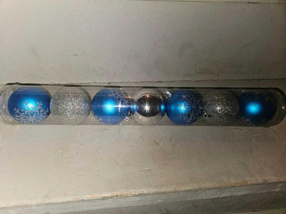 Blue & Silver Christmas Ornaments (Set of 7)