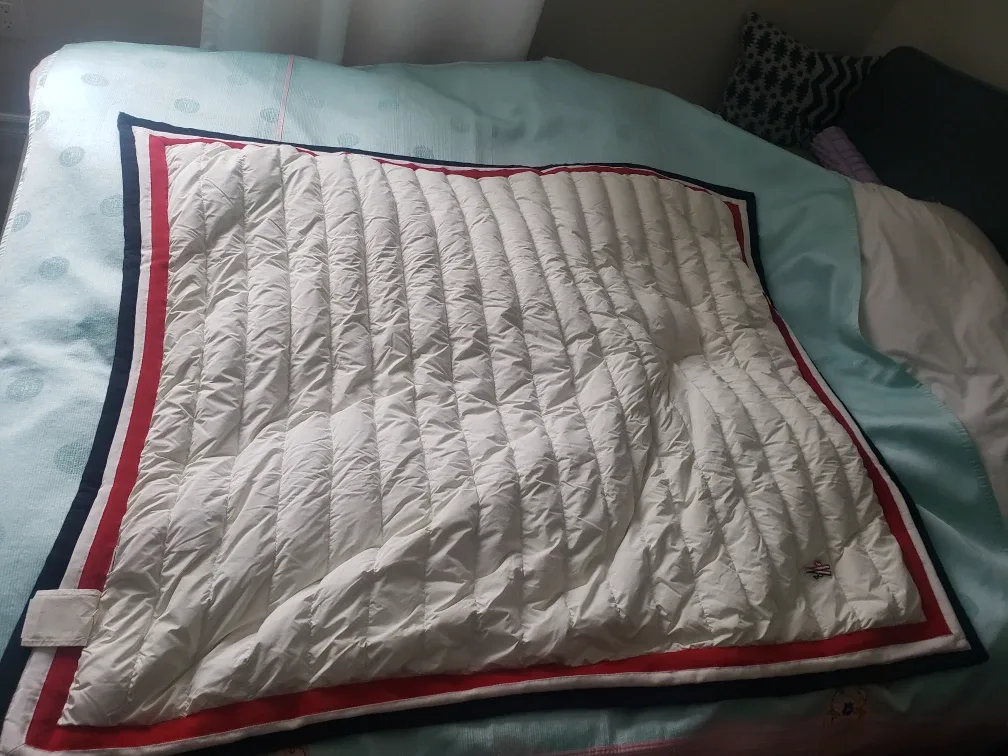 Moncler White Padded Blanket-Navy velvet