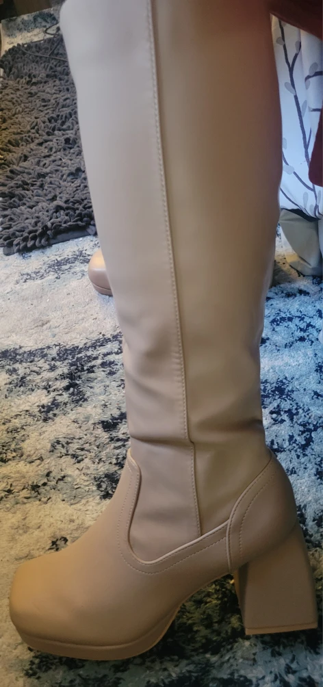 Beige Knee High Heel Boots size 7.5