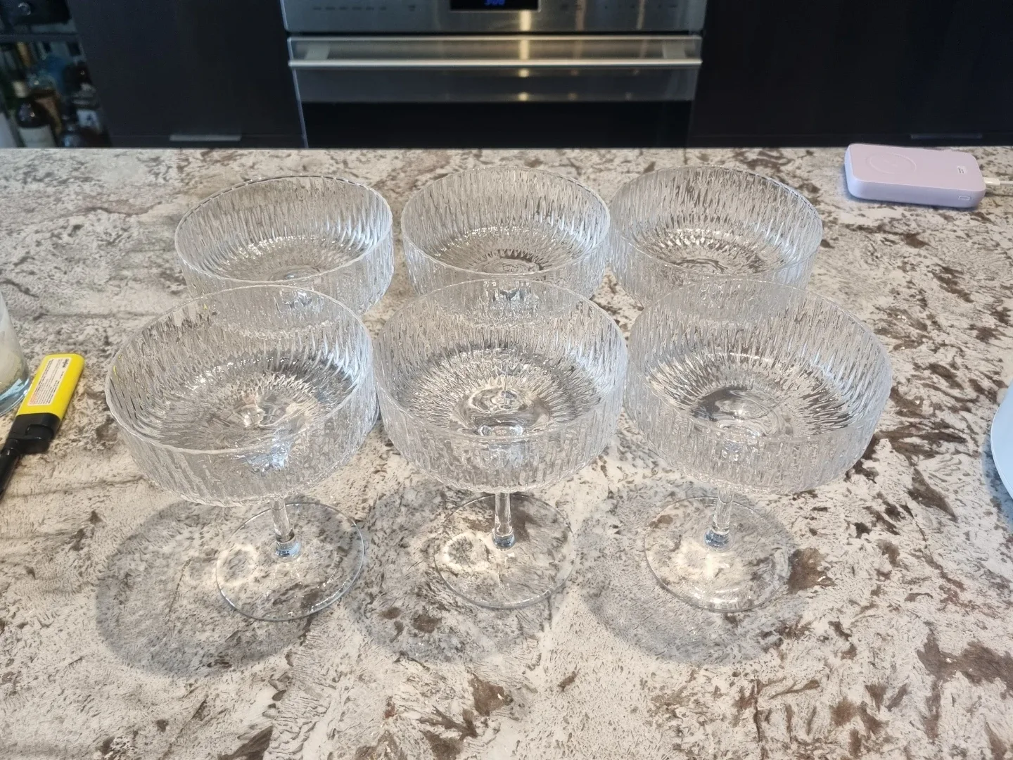 Set of 6 Textured Glass Coupes