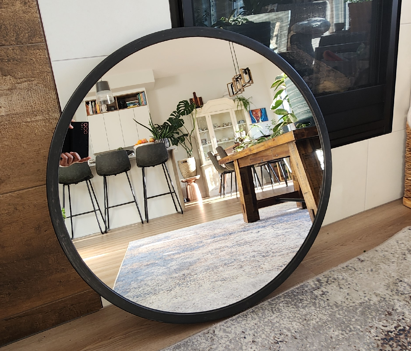 Round Wall Mirror - Black Frame