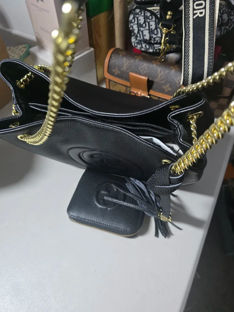 Gucci Black Leather Tote Bag with Wallet image indicator(3)