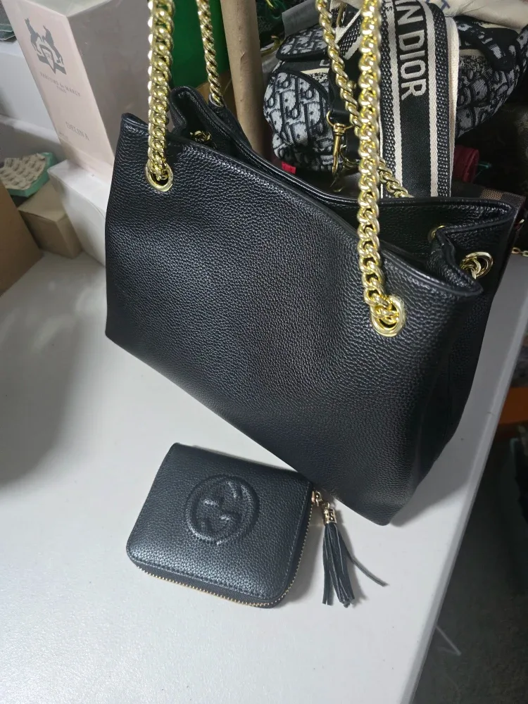 Gucci Black Leather Tote Bag with Wallet image indicator(4)