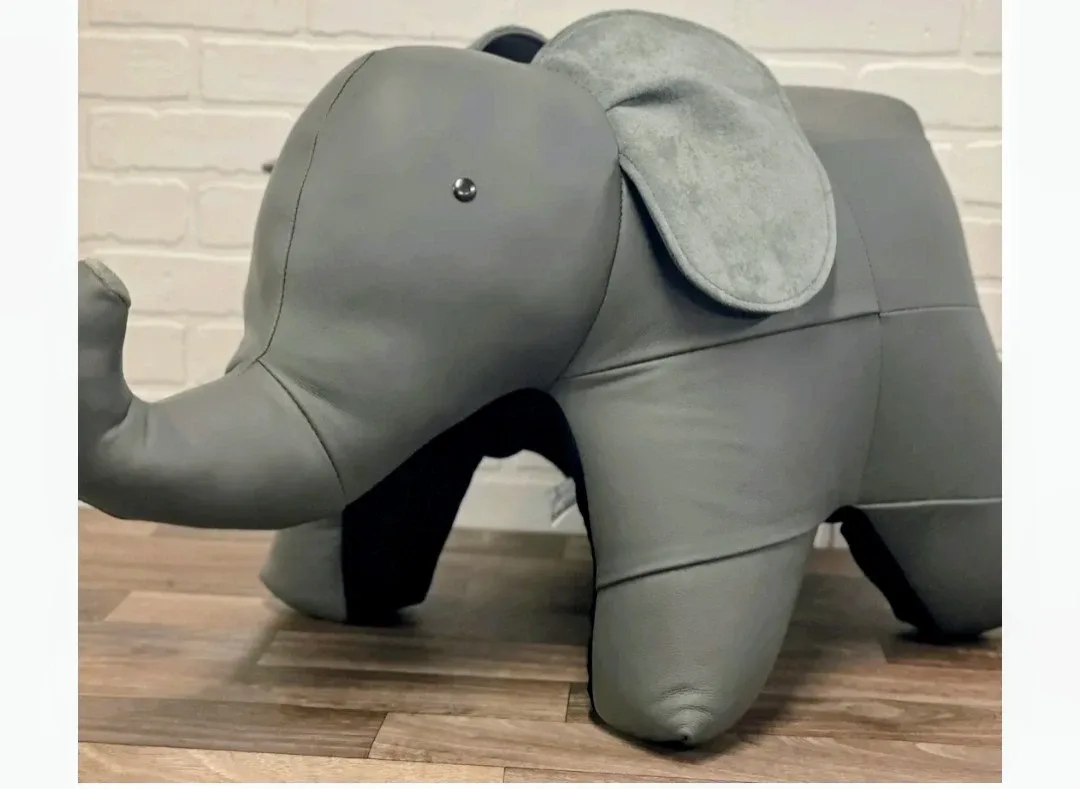 Reiner's Elephant Ottoman Genuine Leather thumbnail